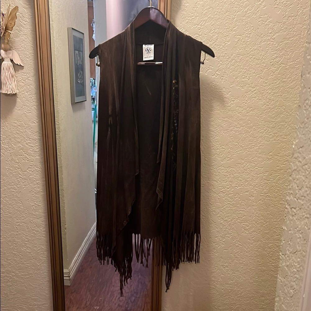 Coco + Carmen Brown Fringe Vest
